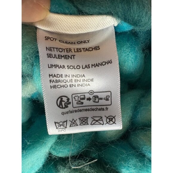 Anthropologie Chunky Knit Wool 50 in x 60 in Oversized Throw Blanket Blue Tones - Picture 11 of 12